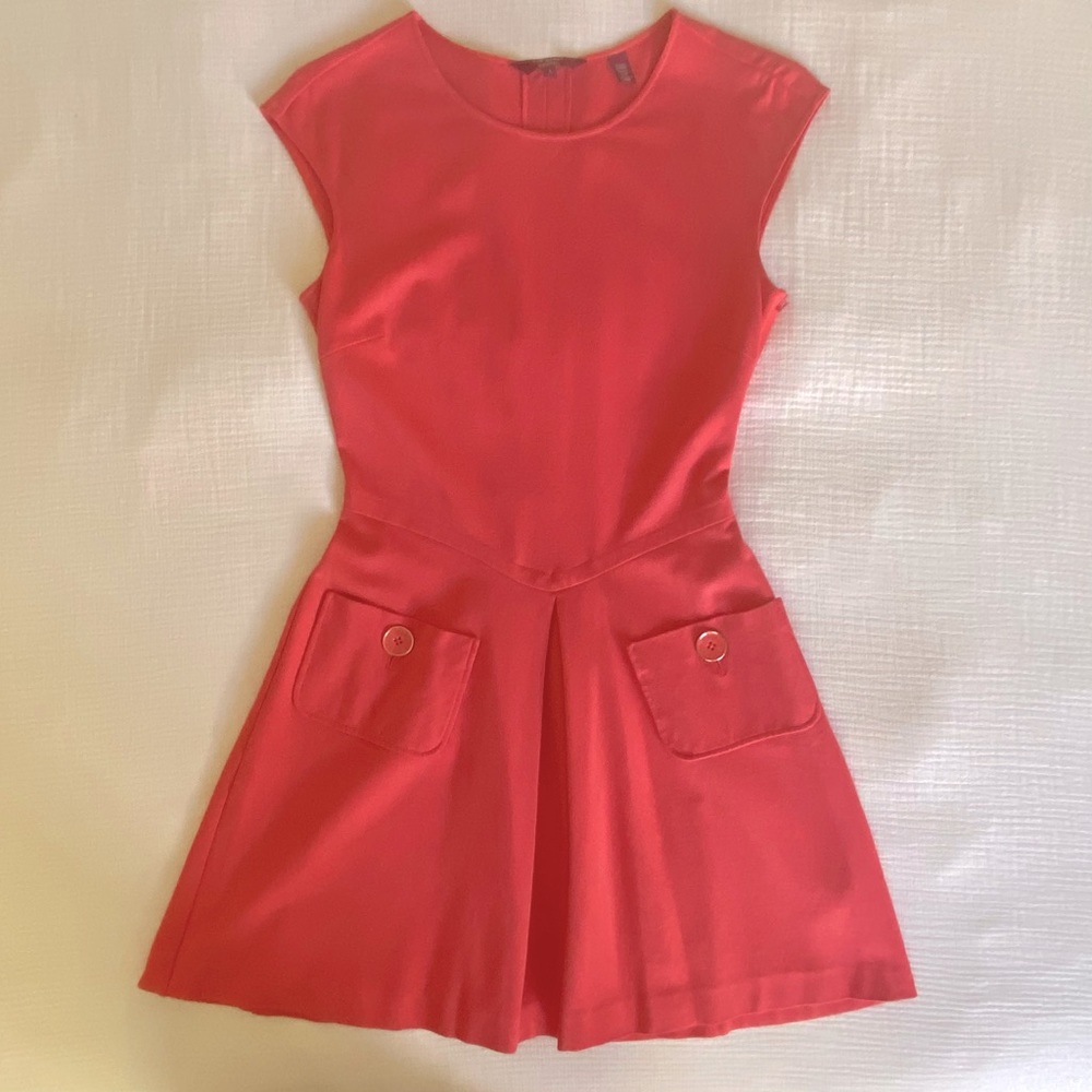 TED BAKER • Mini Dress in Coral, Size 4, in Stretchy Viscose